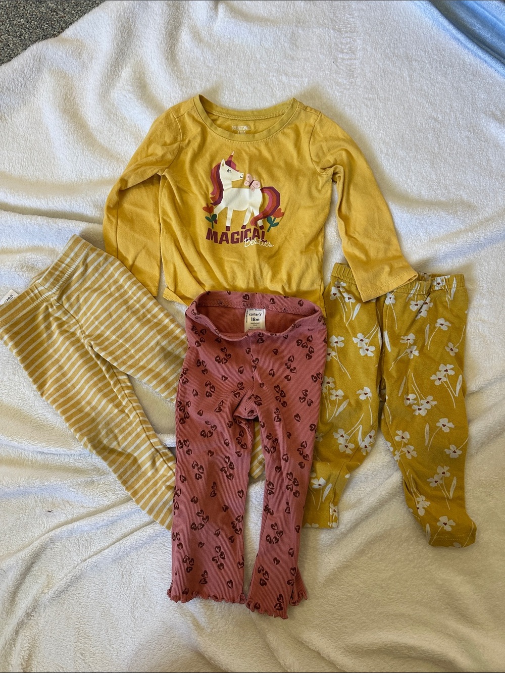 Girls Yellow Mustard & Pink Bottoms Set